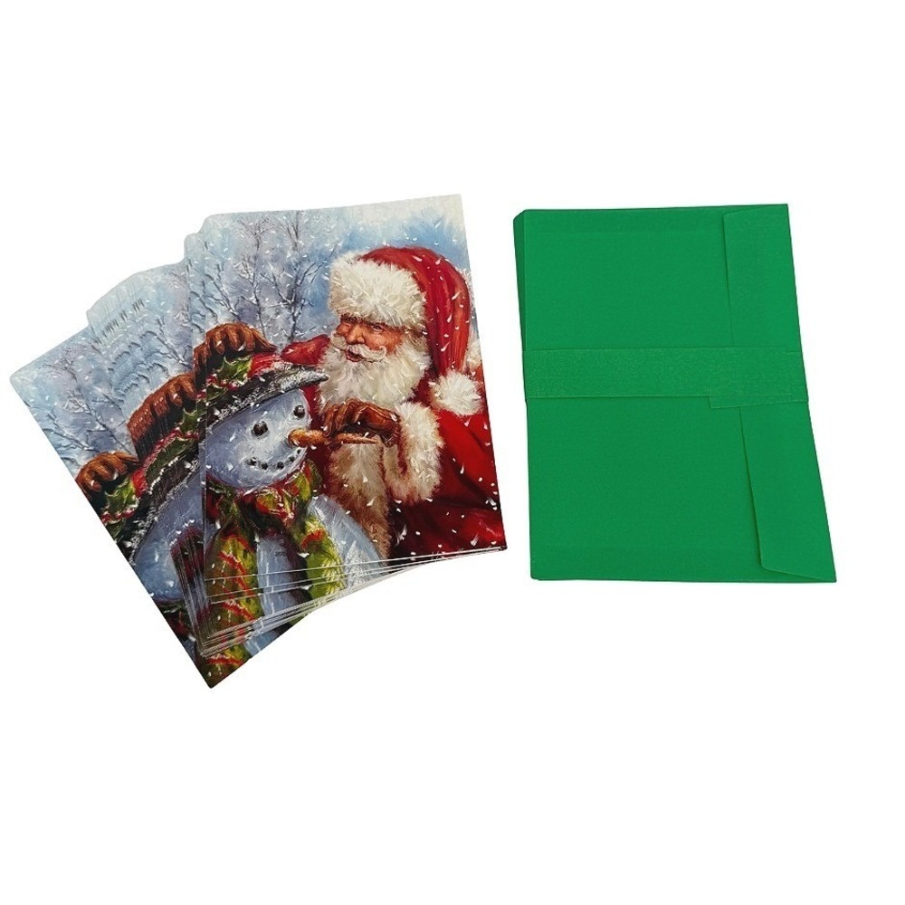 Fantus Paper Products Christmas Greeting Cards Santa Snowman Holiday Stationary